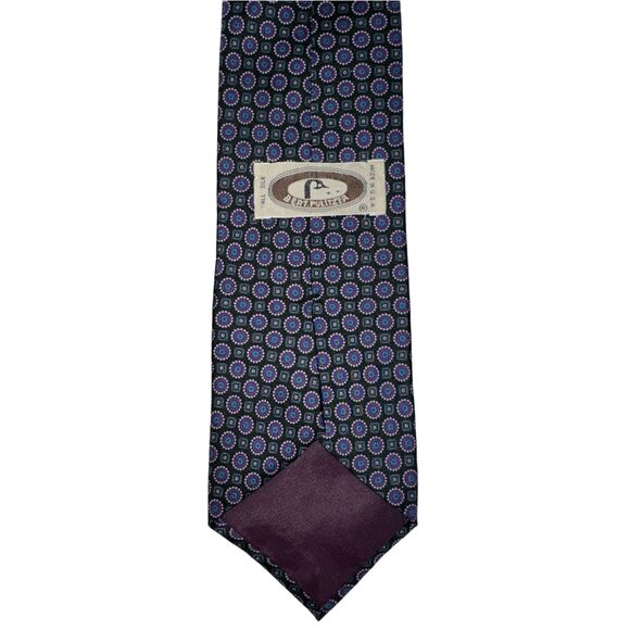 BURT PULITZER Tie All Silk Purple and Blue Geometric Print - Picture 5 of 5